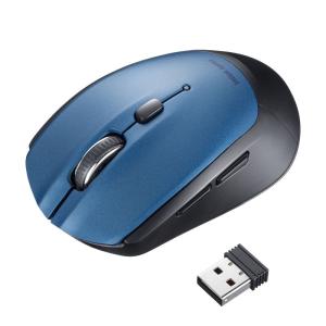 ワイヤレスマウス 5ボタン ブルーLEDセンサー ブルー（MA-WB509BL）