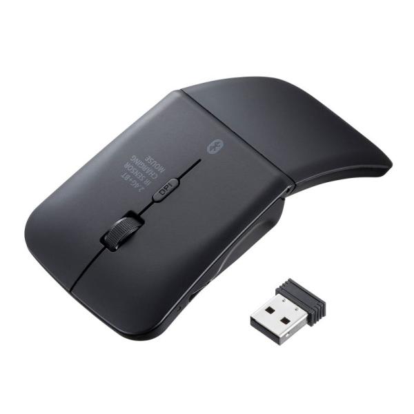 薄型マウス Bluetooth ＆ USB Aワイヤレス 3ボタン USB充電式 IRセンサー 折り...