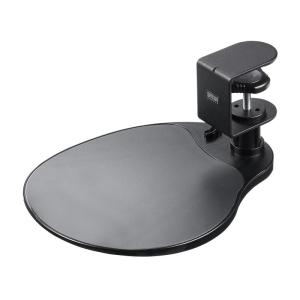マウステーブル 360度回転 クランプ式 硬質プラスチック製 ブラック リストレストMPD-TB1BK｜sanwadirect