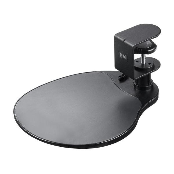 マウステーブル 360度回転 クランプ式 硬質プラスチック製 ブラック リストレストMPD-TB1B...