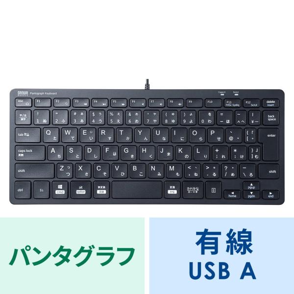 キーボード 有線 USB A USBキーボード テンキーなし パンタグラフ 抗菌仕様 薄型 スリム ...