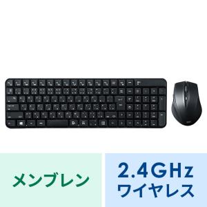 マウス付きワイヤレスキーボード 静音ブルーLEDマウス ブラック（SKB-WL25SETBK）｜sanwadirect