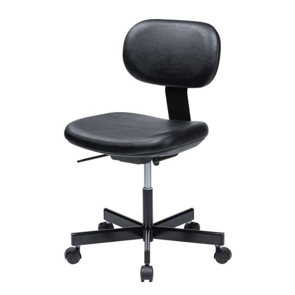 導電チェア クリーンルームチェア 導電性 高さ調節 ガス上下調節 背もたれ付 キャスター付 ブラック...