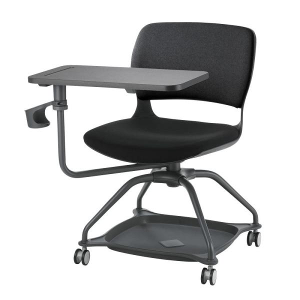 ミーティングチェア サイドテーブル付 メモ台 カップホルダー 座面下収納対応 キャスター付 静音ウレ...