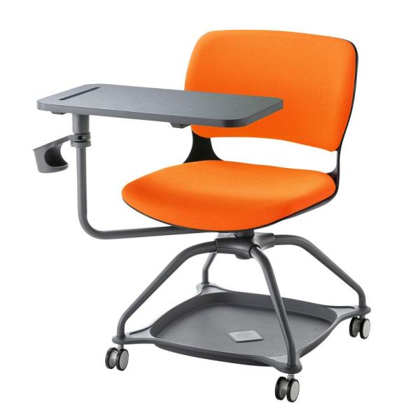 ミーティングチェア サイドテーブル付 メモ台 カップホルダー 座面下収納対応 キャスター付 静音ウレ...