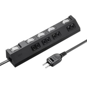 SANWA SUPPLY 延長コード 2P 4個口 電源タップ 1m 個別スイッチ