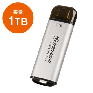 SSD 外付け 1TB ポータブルSSD スティック型 Transcend ESD300 シルバー USB Type-C USB10Gbps USB3.2 Gen2 TS1TESD300S｜サンワダイレクト