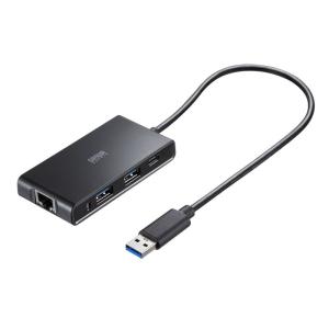 USBハブ LAN対応 3ポート セルフパワー 2.5GLAN対応 10Gbps USB A接続USB-3HLS8BK｜sanwadirect