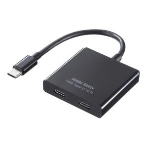 USB Type-C ハブ 3ポート C×2 USB PD 100W 急速充電 データ転送  ケーブル一体型 コンパクト 薄型 充電 USB-3TCP12BK｜sanwadirect