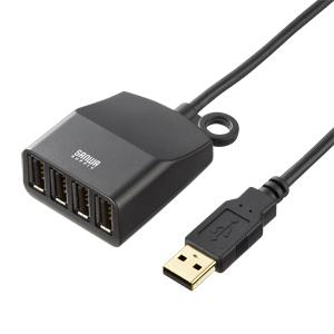 USBハブ 延長用 4ポート USB2.0 ハブ バスパワー ポート 増設 拡張 ブラック ケーブル長 1.5m USB-HEX415BKN｜sanwadirect