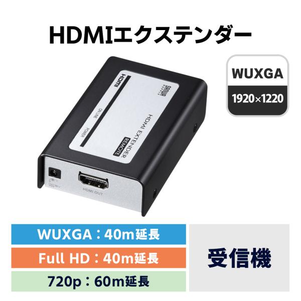 HDMI エクステンダー LAN 変換 延長器 最大60m 高画質 フルHD 対応 受信機 単品 部...