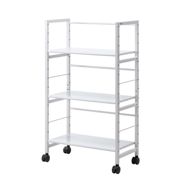高耐荷重ワゴン 3段 キャスター付 耐荷重80kg 傾斜棚 オフィス ファイル A4対応 ホワイト ...