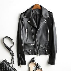 バイクジャケット　レディース　春秋冬　ライダースジャケット　本革ジャケット　ラム革　レザージャケット　leather jacket　革ジャン　ファッション　｜sanwafashion