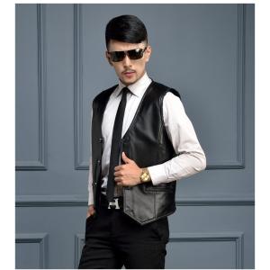 春夏秋冬　本革　ベスト　メンズ　レザーベスト　ジレベスト　羊革　ベスト前開き　チョッキ　バイク用ベスト　通勤　カジュアル　フォーマル