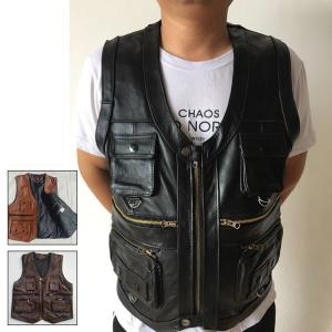 春夏秋冬　本革　ベスト　メンズ　レザーベスト