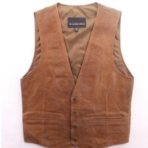 オイルレザーベスト Aタイプ 黒 コンチョ付き サドルベスト 革ベスト