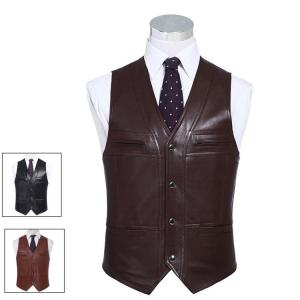 春夏秋冬　本革　ベスト　メンズ　レザーベスト