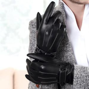 羊革 スマホ対応可能 本革手袋　メンズ　グローブ　レザーグローブ　レザー手袋　裏起毛 glove　バイク手袋　バイクグローブ　レーシンググローブ｜sanwafashion