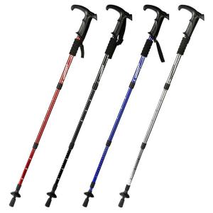 2本セット トレッキングポール 登山ステッキ ストック 軽量 アルミ製 超コンパクト 折り畳み T型グリップ ４段式 登山用杖 超軽量 ウォーキングポール 登山杖