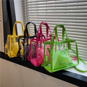 クリアバッグ 透明バッグ トートバッグ ポーチ付き ハンドバッグ クリアトートバッグ プールバッグ ビーチバッグ PVC ビニールバッグ 大容量 おしゃれ