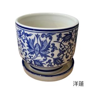 陶器 5寸お碗型植木鉢 和柄 蛸 藍蛸 青海波...の詳細画像2
