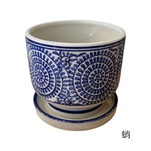 陶器 5寸お碗型植木鉢 和柄 蛸 藍蛸 青海波...の詳細画像4