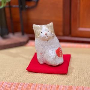 親子猫の魚釣り 猫 ねこ ネコ アンティーク風 置物 オブジェ