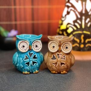 浮羽フクロウ 貯金箱 e20101-8 福郎 シンプル 青花 かわいい 幸運 梟