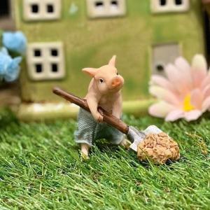 ぶた レトロ アンティーク風 昭和レトロ 置物 ブタ 豚 農作業 オブジェ