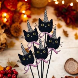 黒猫ピック hp-6105or オレンジ 黒 ねこ かわいい ハロウィン