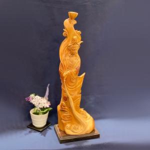 桧木 木彫り 布袋尊 布袋様 七福神 丸 一点もの 縁起物 金運アップ