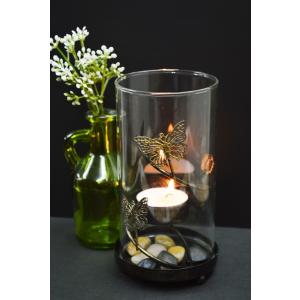 キャンドルホルダー　キャンドルスタンド　グラス　リーフ　蝶　アイアン　ティーライトキャンドル　ロウソク