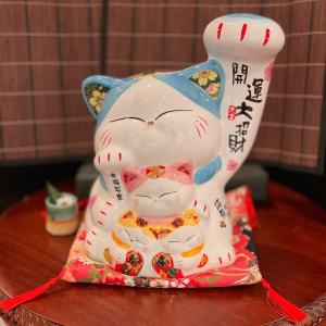 招き猫 特大 al21015 八方来財 ファミリー 家族 猫 笑顔 福 幸運 金運