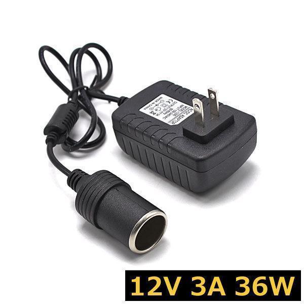 AC DC 変換アダプター AC100V→DC12V 3A 36W シガーソケット カー用品 家庭用...