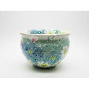 工房ゆずりは 福々碗 緑彩花畑 瀬戸焼 花柄 優しい感性 女性だけの工房