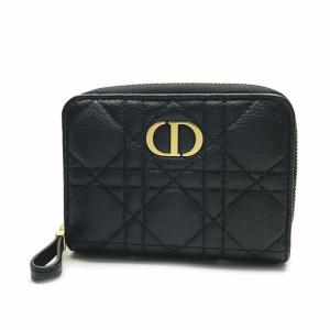 【新品】Christian Dior(クリスチャンディオール) レディース DIOR CARO バイフォールド ウォレット ブラック 二つ折り財布 S5032 UWHC M900｜sanwaworld