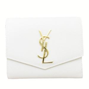 【ワケあり品】 サンローラン (SAINT LAURENT)  コンパクト レディース 二つ折り財布★582296 1GF0J 9207 CREMA SOFT  アイボリー ゴールド金具【新品】｜sanwaworld