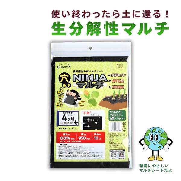 マルチシート 黒 穴あき地球にやさしいNINJAマルチ AMS95BK10-3060 生95cm×1...