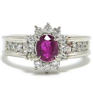 K18/K18WG非加熱ピジョンブラッドルビーダイヤモンドリング R0.76 D0  