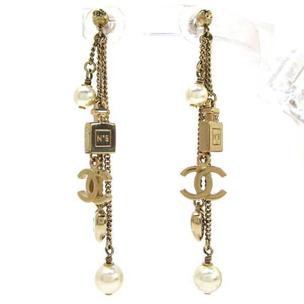 シャネル アクセサリー B18B No.5 フェイクパールピアス ブロンズ系 中古 グレード：A サ...