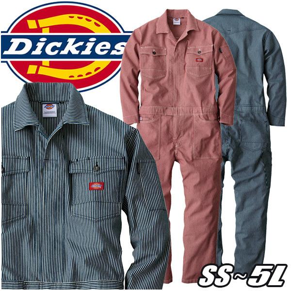 D-716 Dickies ディッキーズ長袖ストレッチヒッコリーツナギ 刺繍プリントも承ります SA...