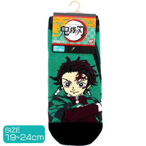 メール便可 鬼滅の刃 ジュニアソックス 竈門炭治郎 19-24cm くるぶし丈