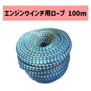 エンジンウィンチ専用ロープ　10mm径　100m　東京製綱繊維ロープ　青白　摩擦に強い　引っ張り強度約5トン　スーパー繊維ロープ｜sanyosyoji