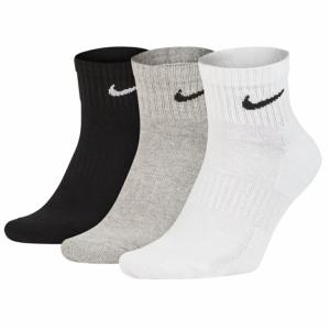 ナイキ NIKE メンズ ソックス 3P 足首丈 ソックス エブリデイ クッション クウォーター ソックス SX7667 3足組 靴下 ブラック ホワイト 白 黒