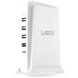 タワー式急速充電器 USB 5ポート PD1+USB4 AC充電器 ACアダプター ホワイト LAZOS L-PD1U4-W/0897ｘ１台｜saponintaiga
