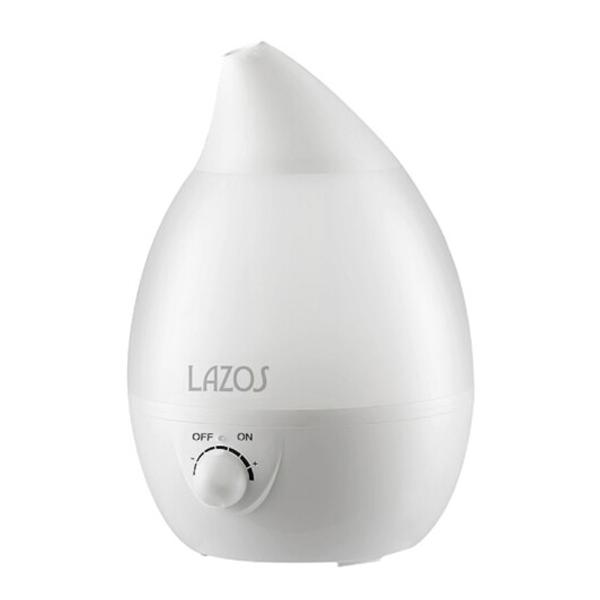 加湿器 超音波 しずく型 大容量 3L 卓上 LEDライト ホワイト LAZOS L-DTH-WH/...