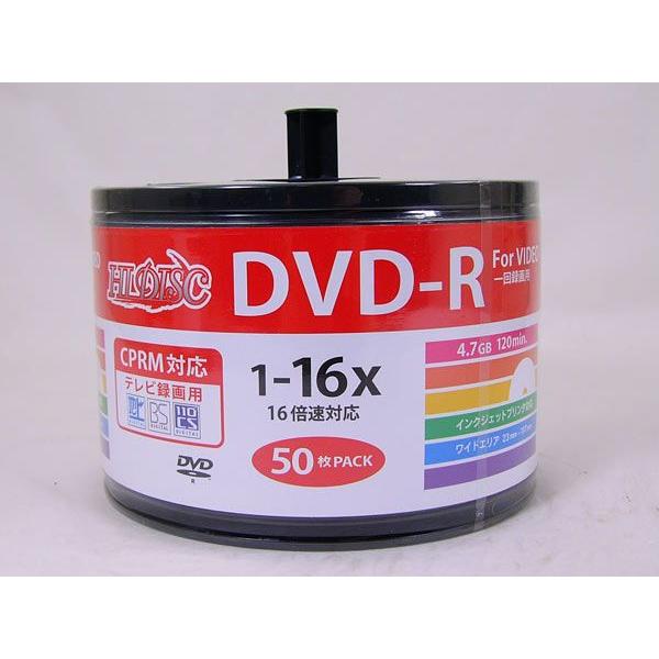 DVD-R 録画用 50枚 16倍速 120分地デジ録画に最適！ HIDISC HDDR12JCP5...