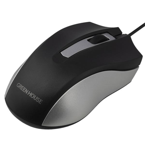 マウス 有線 静音 光学式 グリーンハウス GH-MUDQOA-SV シルバー/7601/送料無料