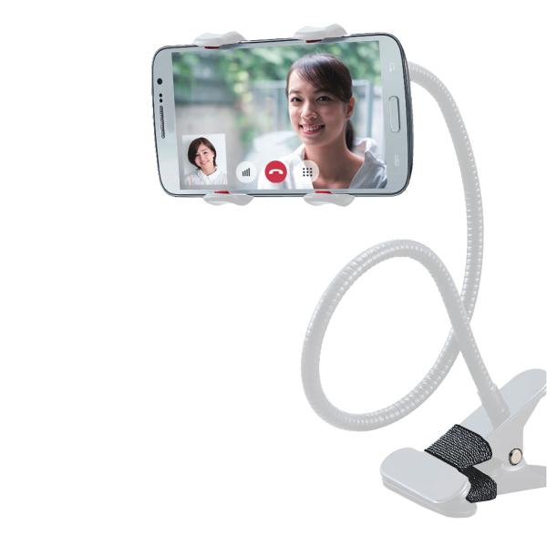 スマートフォン用クリップスタンド フレキシブル ロング 66cm ホワイト Lazos L-SCS-...