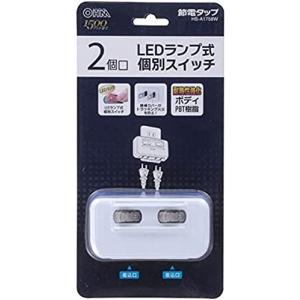 オーム(OHM) LED個別スイッチ付き 節電タップ 2個口 [HS-A1758W]｜Sapphire Yahoo!店